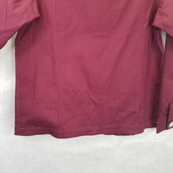 Quacker Factory Denim Jacket Women's M Pearl Rhinestone Embellished Wine Red NEW - Picture 10 of 15
